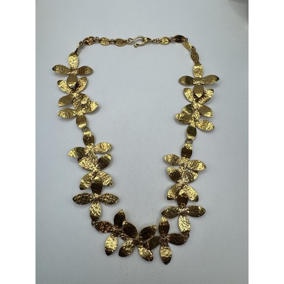 Vintage RLL Ralph Lauren Gold Tone Flower Design Gold Tone Necklace 17" Long - Picture 9 of 9